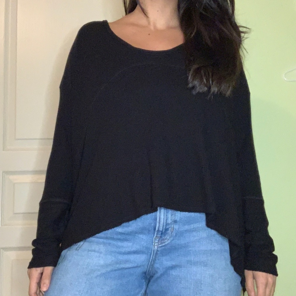 Black wide neck top